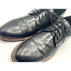 John White Black Leather Mens Dress Shoes Derby Rogue Padded Black Insole EUC‎